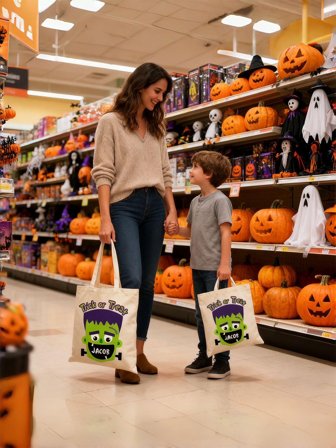 Custom Halloween Canvas Candy Bag